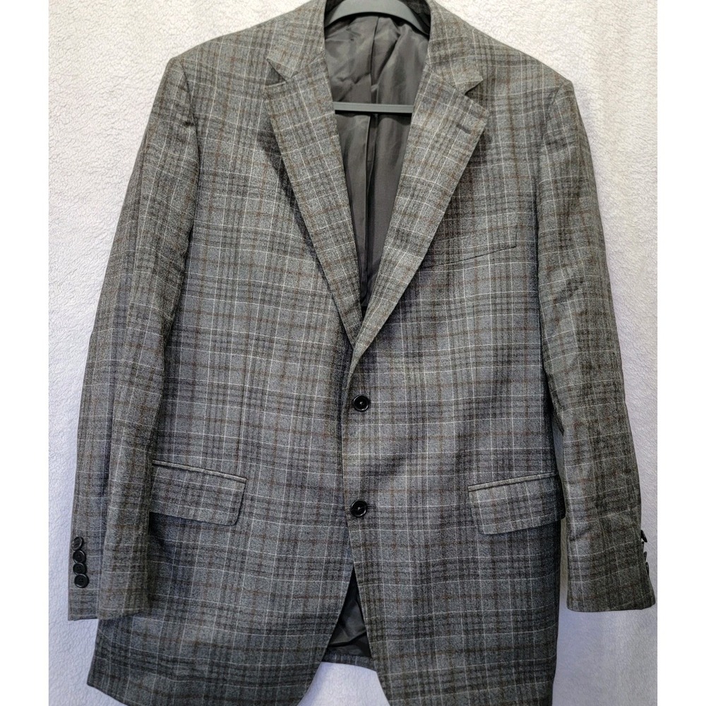 Sartoria Ruggiero Men's Blazer 44R 100% Wool Plaid Windowpane Made In Portugal